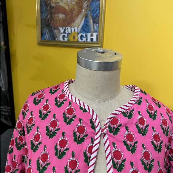 🌺Ready to Bloom Cotton Quilted Jacket Reversible jacket Inside Stripes viral - Picture 4 of 8